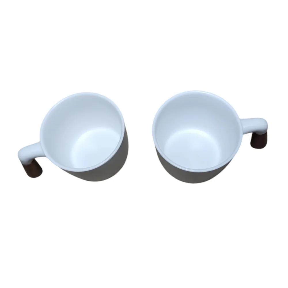 Porcelain Coffee Mug with Acacia Wood Saucer,‎ NEW